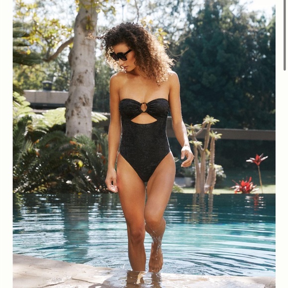 Solid & Striped The Avery Coated Velvet One-Piece Swimsuit Size S NWT - Picture 3 of 8